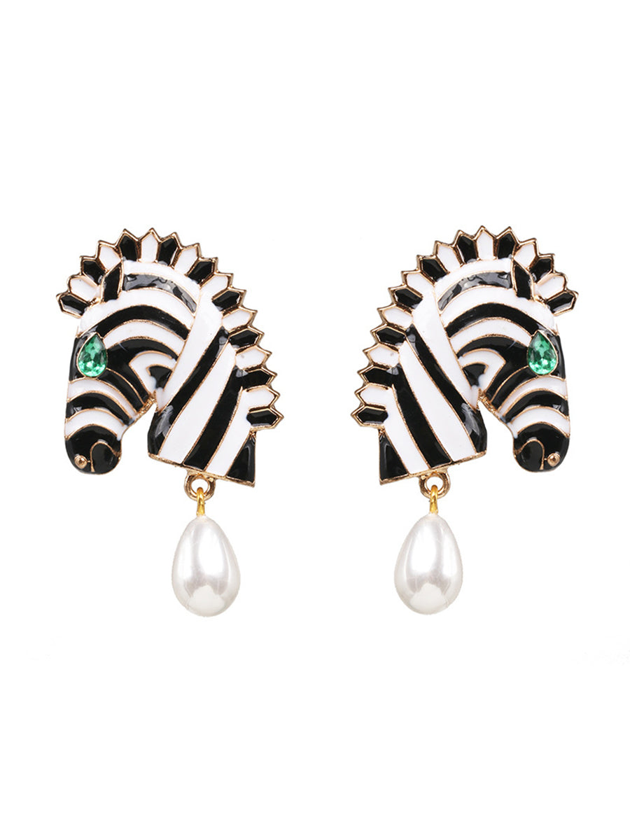 Zebra Pendant Earrings