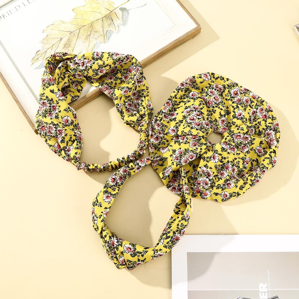 Small floral headband + hair band + 20cm large intestine hair ring 3 pieces - 1 set