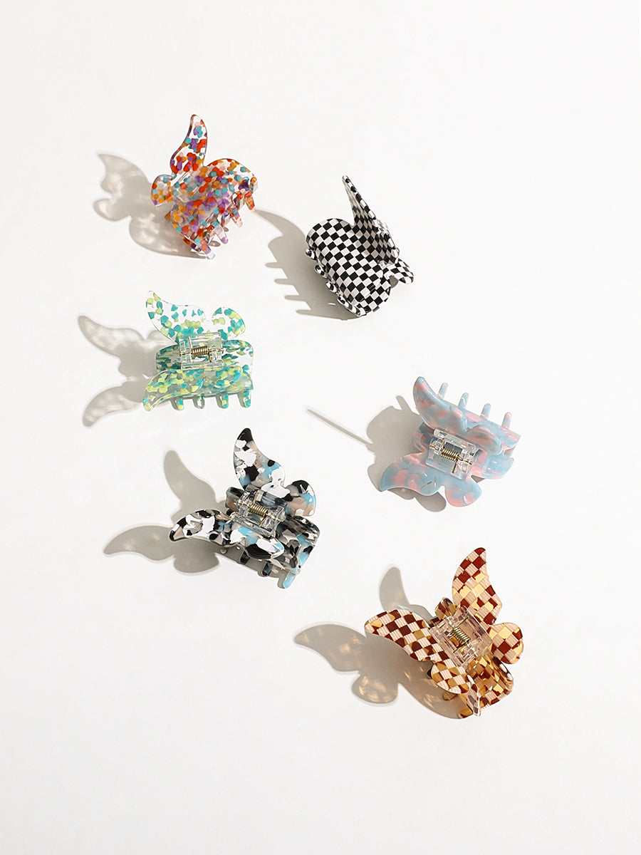 Imitated Acetate Butterfly Hair Claw Clips-Pack of 6