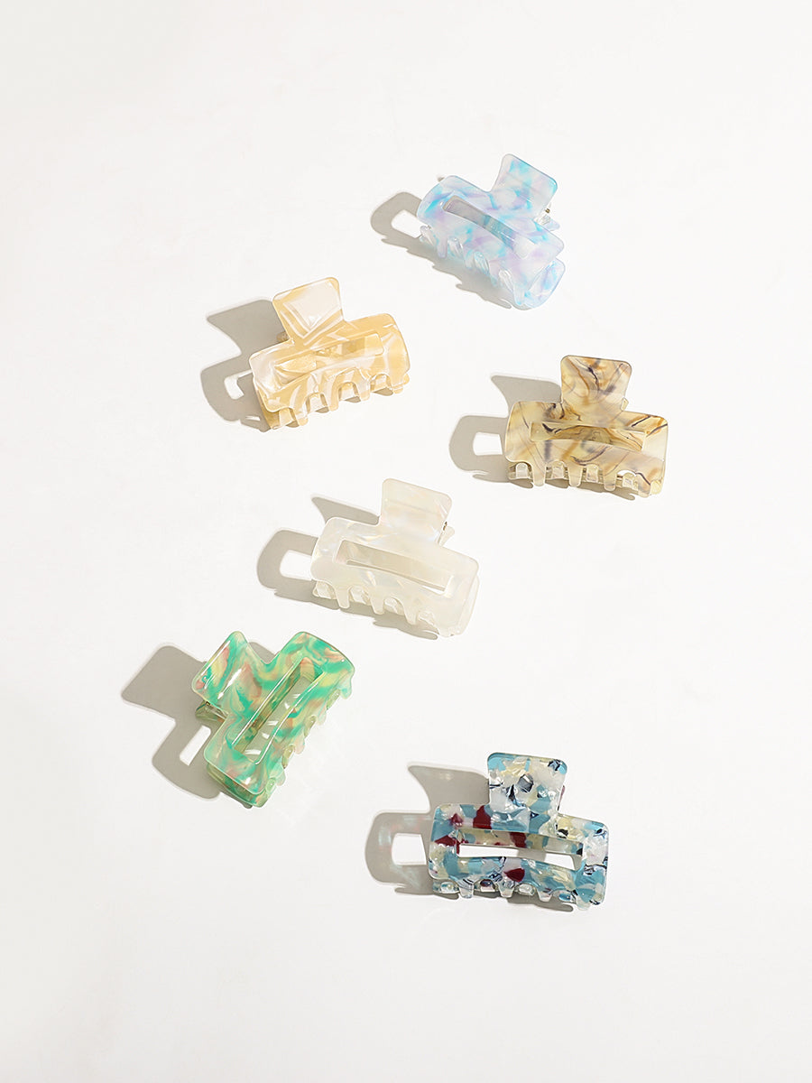 Rectangle Hair Clips Set-Pack of 6