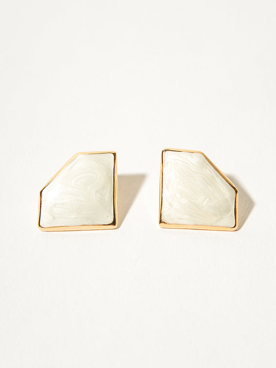 White Simple Geometric Earrings