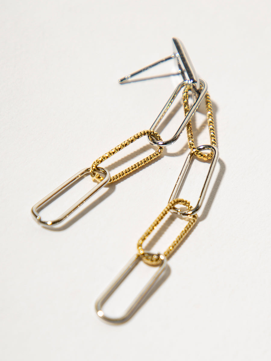 Two-tone Bump Glossy Chain Earrings