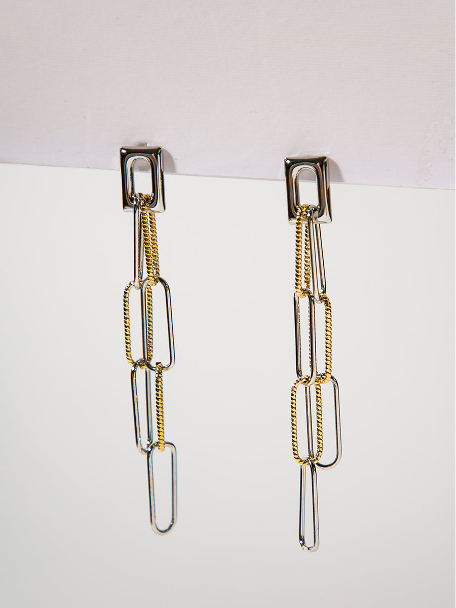 Two-tone Bump Glossy Chain Earrings