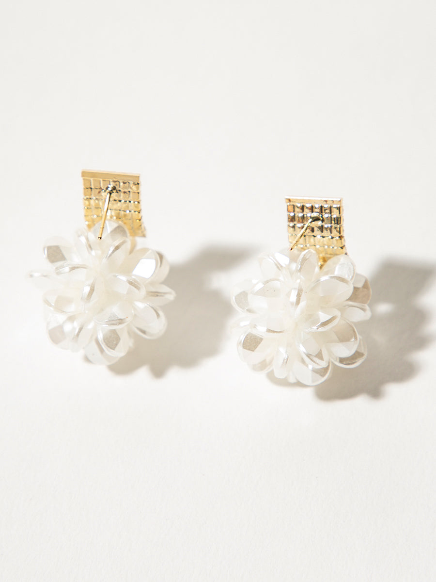 Hydrangea Shape Diamond Pearl Earrings