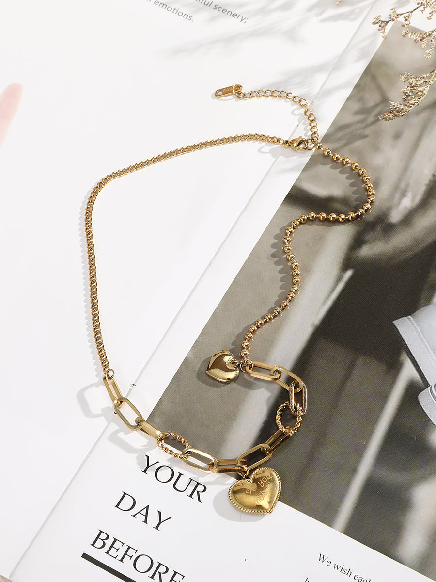 Golden Heart Chain Necklace