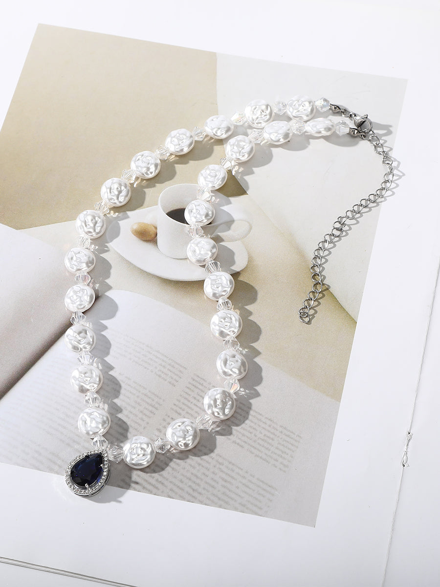 Irregular Inlaid Crystal Chain Necklace