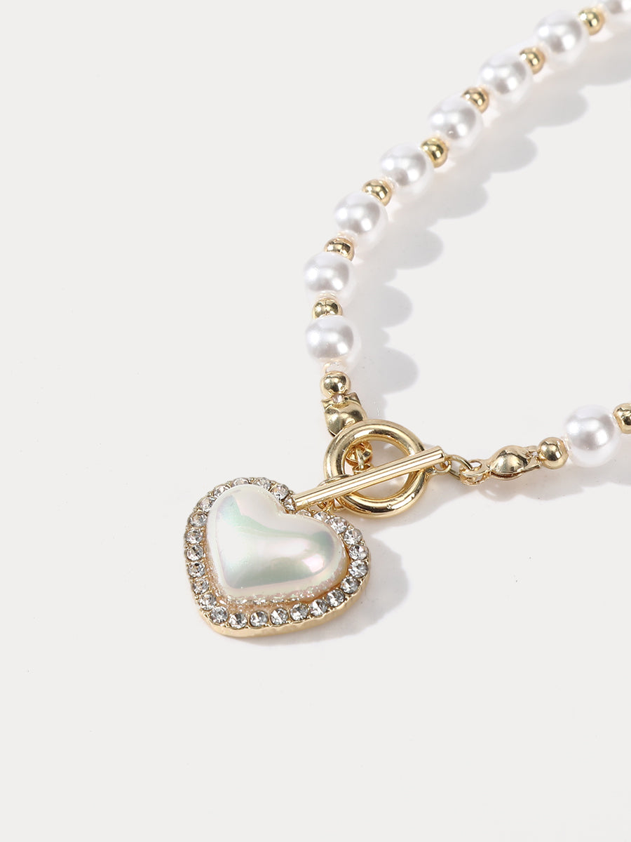 Shining Diamond Pearl Chain Necklace