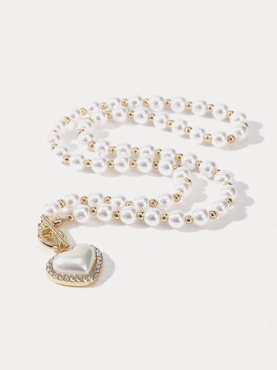 Shining Diamond Pearl Chain Necklace