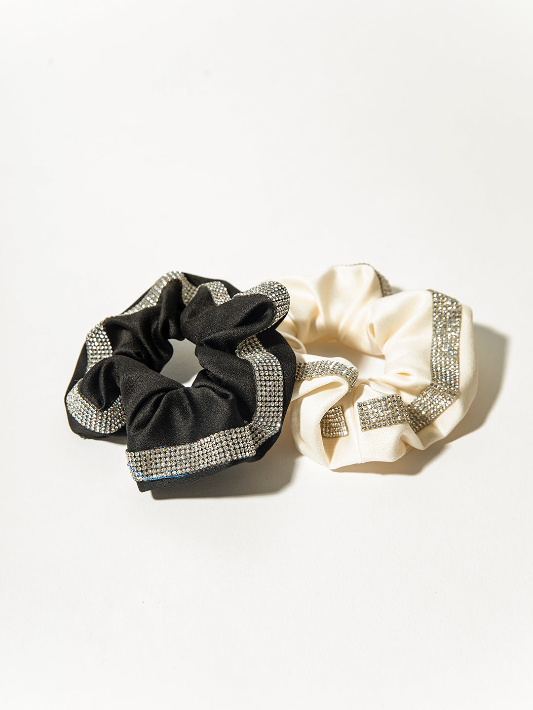 4 Inches Polyester Rhinestone Hair Scrunchies - Pack of 2