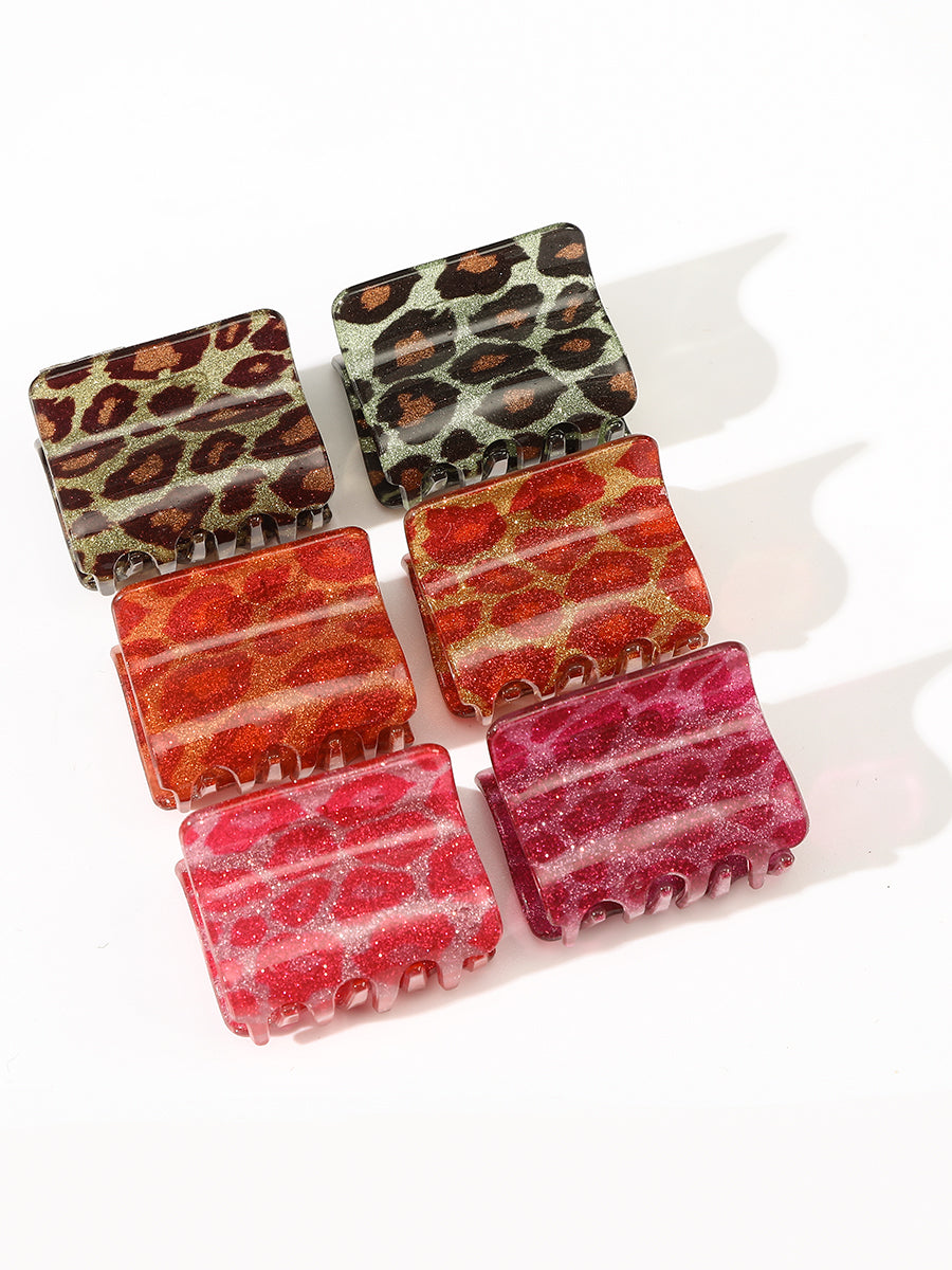 Acetate Leopard Hair Clips Set- Pack of 6
