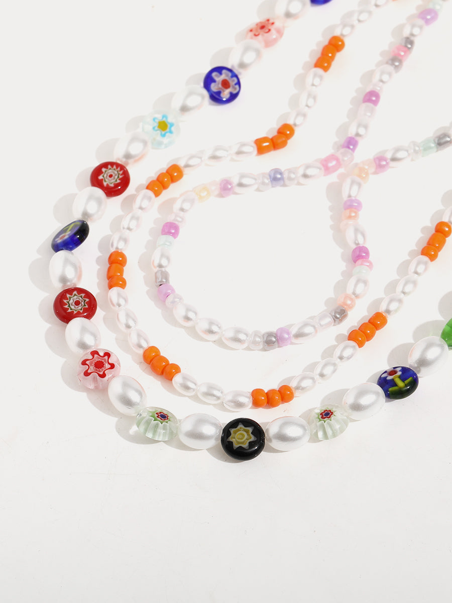 Resin Floral Necklace-Pack of 3