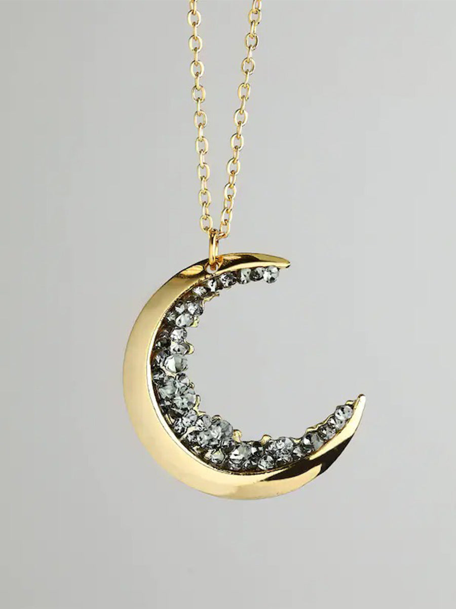 Moon-Shaped Sticky Ore Diamonds Necklace