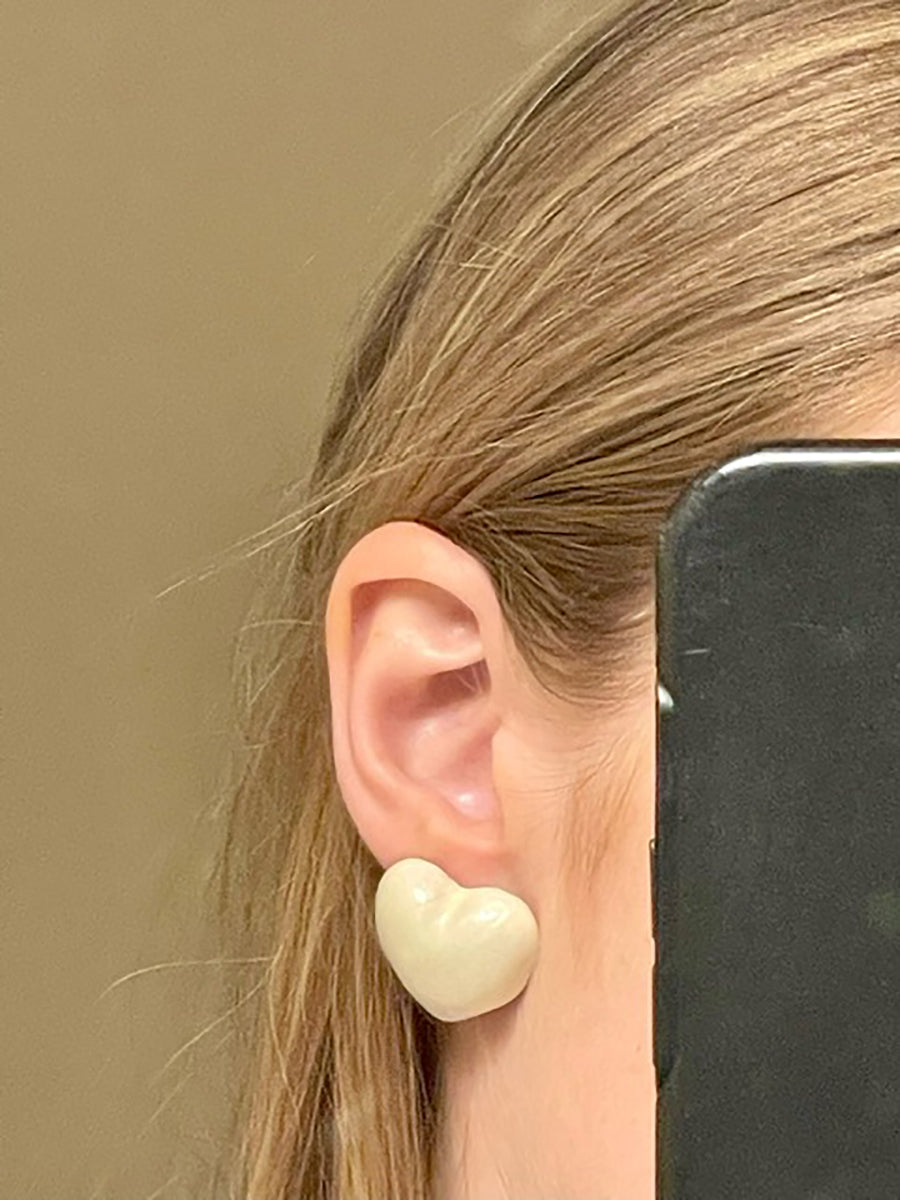 White Shiny Love Earrings